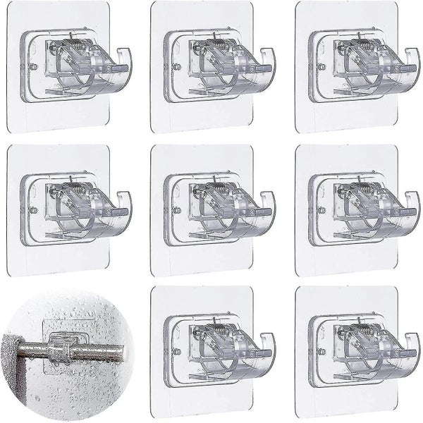 No Drilling Curtain Rod Bracket - Set of 8 Adhesive Hooks for Hanging Rods Carousel 1