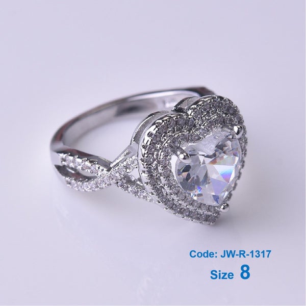 Heart Diamond Ring 925 Silver Twist Ring Jewellery *Over Stocked* Carousel 2