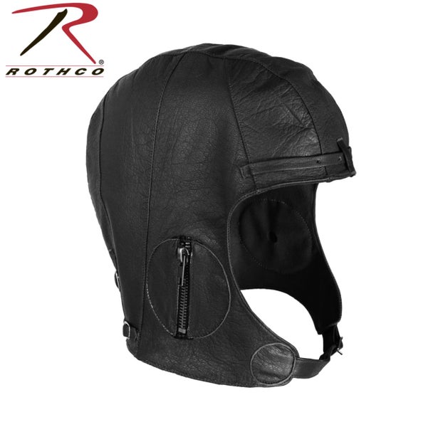 Leather Pilot Helmet WWII Replica - Steampunk Black Carousel 1
