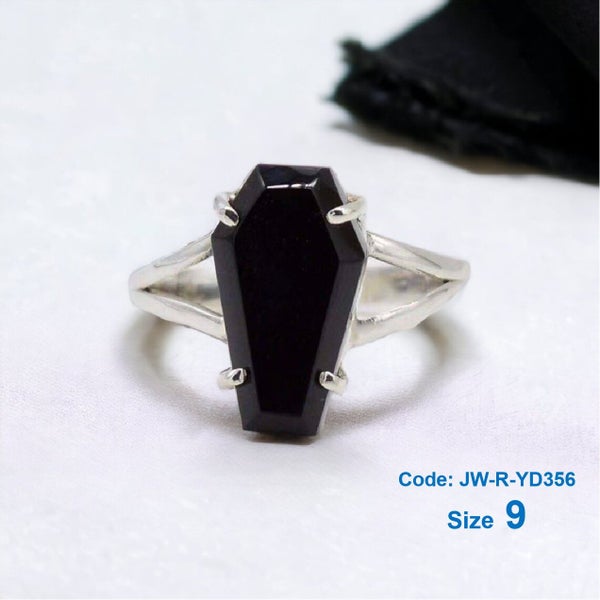 925 Silver Ring Black Gothic Gemstone Ring Jewellery *Over Stocked* Carousel 2