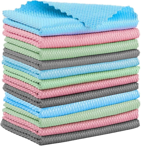 12 Pack Microfiber Cleaning Cloths - Reusable Cloths for Kitchen, Bathroom, Car, Carousel 1