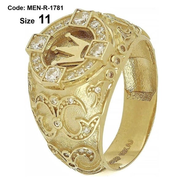 Men's Ring Gold Carved Ring Crown Ring Jewellery *Local Clearance* Carousel 1