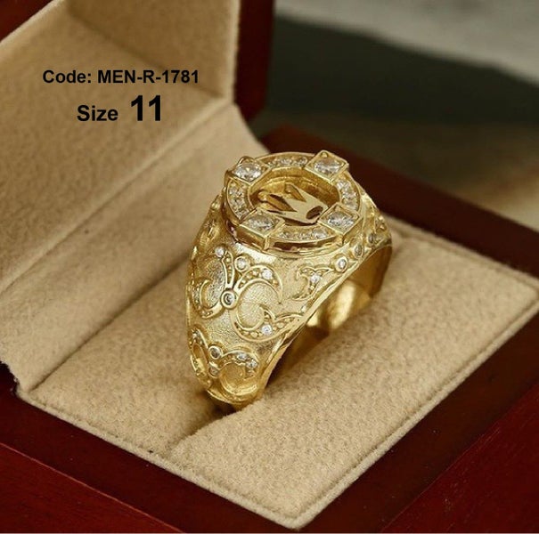 Men's Ring Gold Carved Ring Crown Ring Jewellery *Local Clearance* Carousel 2