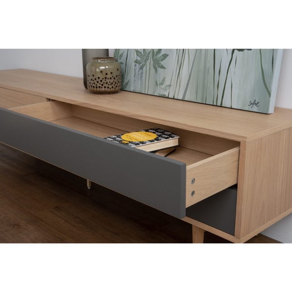 HOUSTON Entertainment Unit 200cm - Natural & Grey Carousel 20