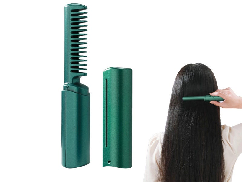 Green Portable Hair Straightener Comb Rechargeable Mini Hair Straightener Carousel 1