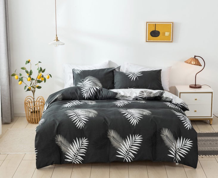 3pcs Microfiber Duvet Cover Set Silver Fern King Size Carousel 2