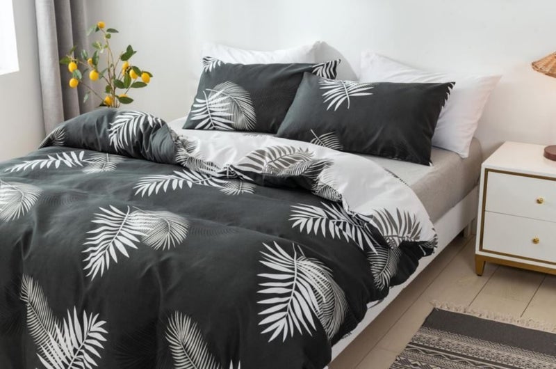 3pcs Microfiber Duvet Cover Set Silver Fern King Size Carousel 1
