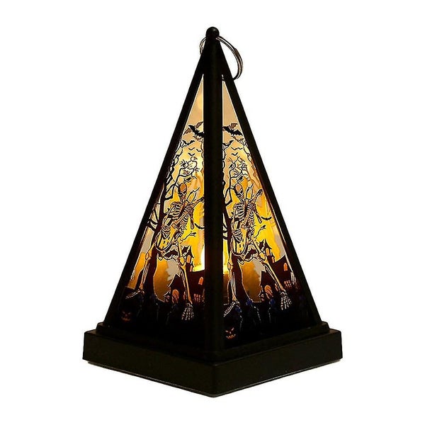 Halloween Portable Lantern Orange Led Light, Pumpkin Witch Skull Flame Lamp Hang Carousel 1