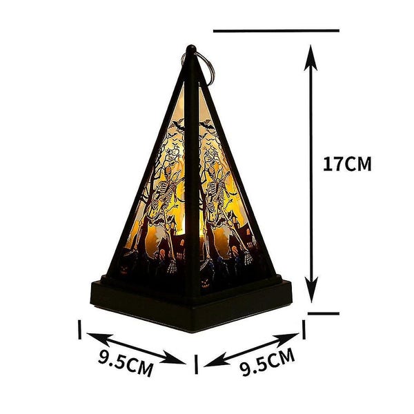 Halloween Portable Lantern Orange Led Light, Pumpkin Witch Skull Flame Lamp Hang Carousel 2
