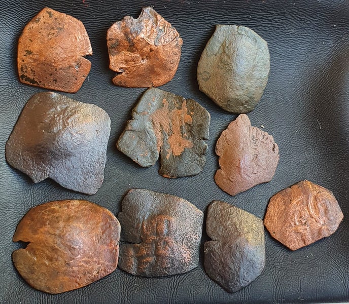 Lot of 20 Byzantine Bronze trachy coins from 1204-1261 AD (Latin Occupation) Carousel 5