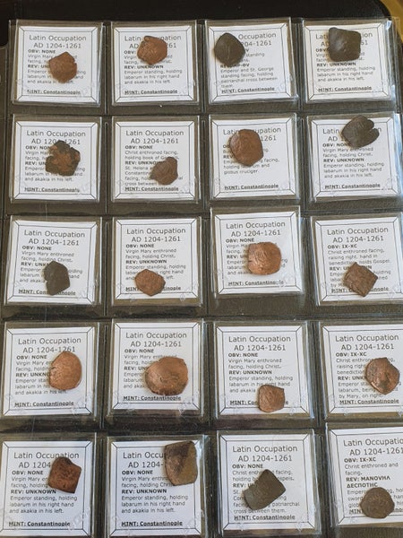 Lot of 20 Byzantine Bronze trachy coins from 1204-1261 AD (Latin Occupation) Carousel 1