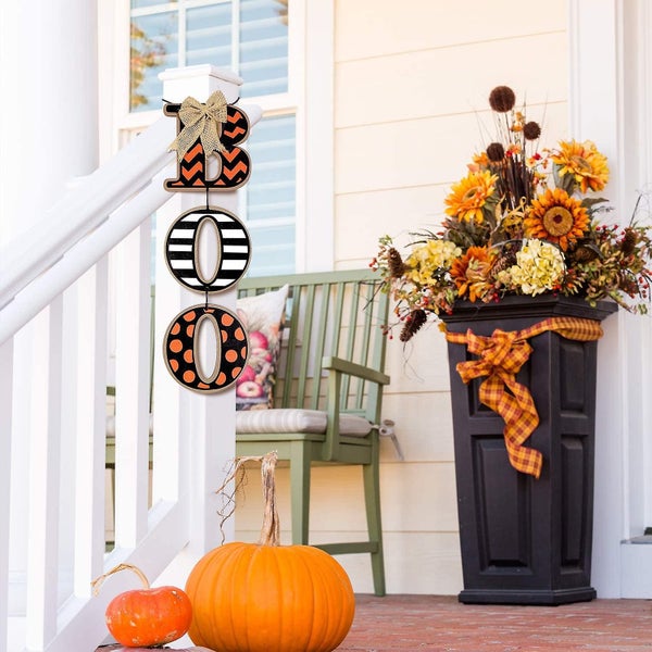 Boo Sign And Wood Pumpkin Thankful And Blessed Sign Harvest Fall Halloween Decor Carousel 5