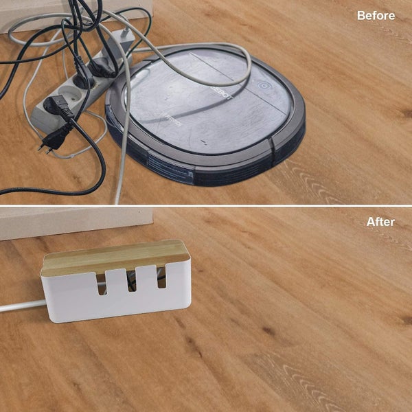 Cable Management Box, White Cord Organizer Box To Cover And Hide Power Strips, W Carousel 5