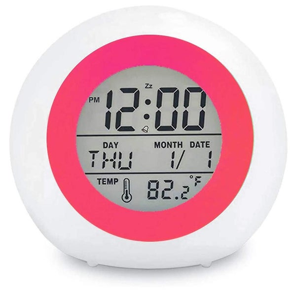 Kids Digital Alarm Clock, 7 Color Night Light, Snooze, Temperature Detect For To Carousel 1