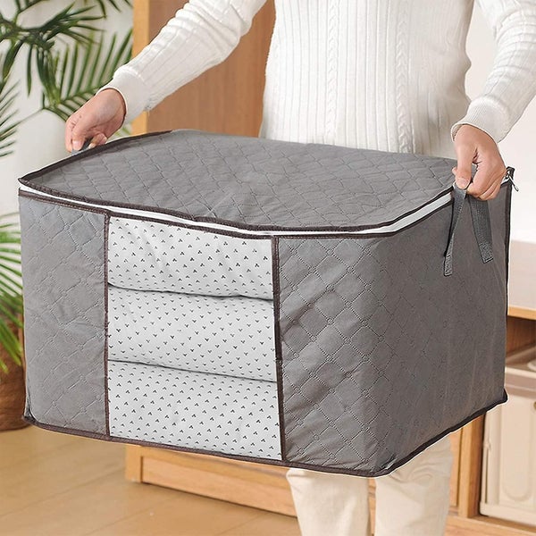 4 Pieces Large, Foldable Clothes Storage Bags With Reinforced Handle, Transparen Carousel 5