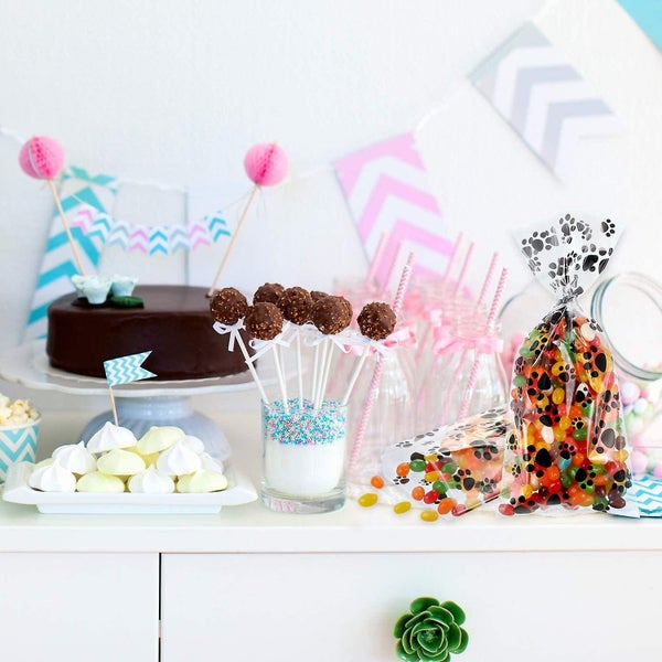 Pet Paw Print Cone Cellophane Bags Heat Sealable Treat Candy Bags Dog Gift Bags Carousel 5