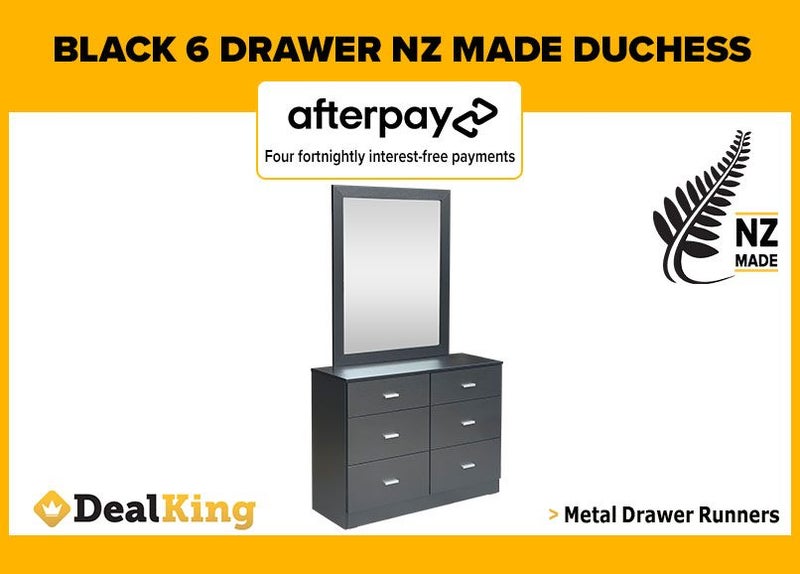 • BLACK FULLY ASSEMBLED 6 DRAWER DUCHESS NZ MADE $625 • Carousel 1