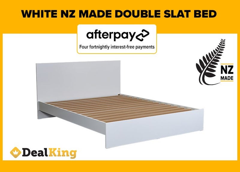 • WHITE NZ MADE DOUBLE SLAT BED $340 • Carousel 1