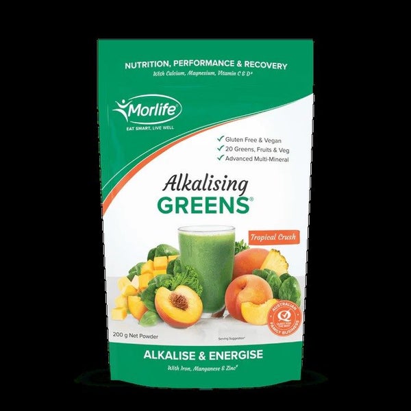 MORLIFE ALKALISING GREENS (TROPICAL CRUSH) 700g -Gluten Free&Vegan Multimineral63670649420035110