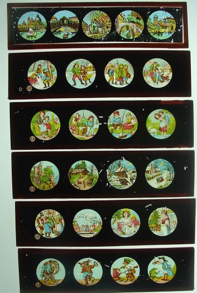 Antique Magic Lantern Glass Slides x 6 Ernst Plank Carousel 1