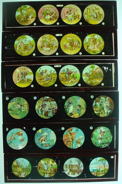 Antique Magic Lantern Glass Slides x 6 Carousel 1