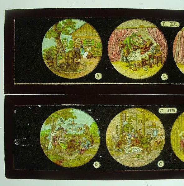 Antique Magic Lantern Glass Slides x 6 Carousel 2