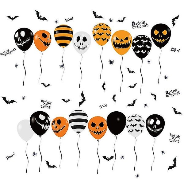 Halloween Window Clings - Static Skeleton Ghosts Bats Spider Web Pumpkin Balloon Carousel 1