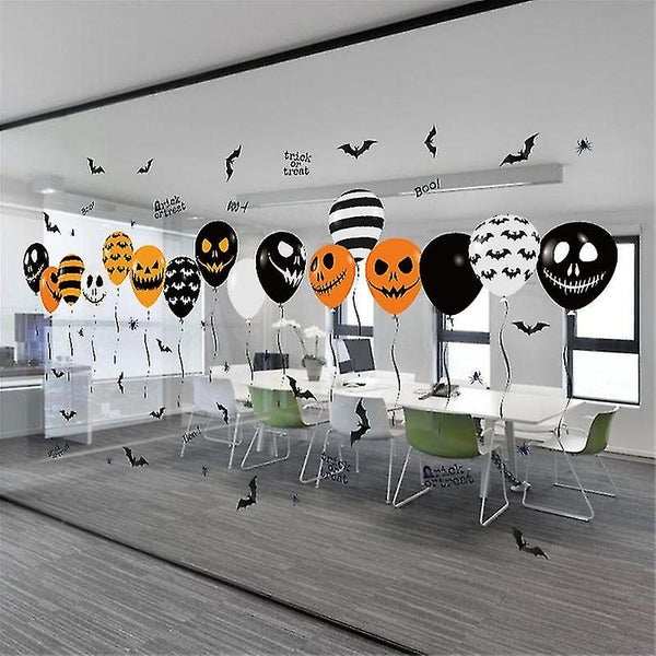 Halloween Window Clings - Static Skeleton Ghosts Bats Spider Web Pumpkin Balloon Carousel 3