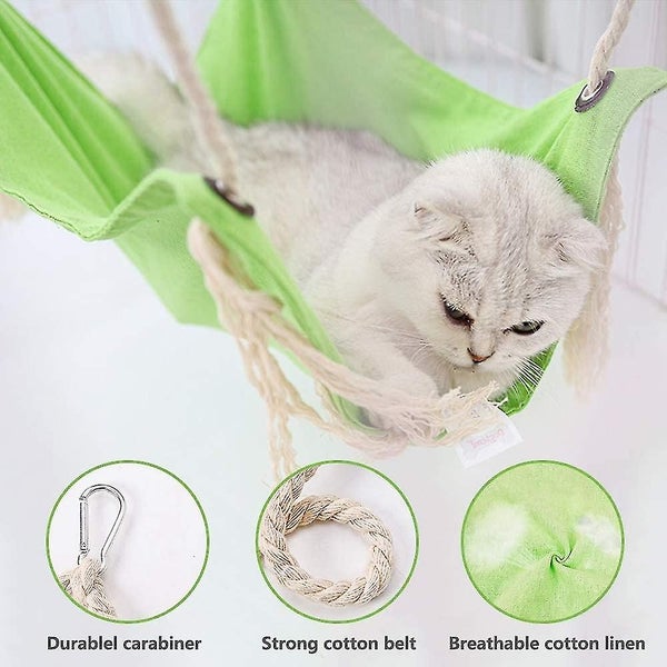 Breathable Cat Hammock - Double Cotton Linen Hanging Bed for Cats, Kittens, Rabb Carousel 2