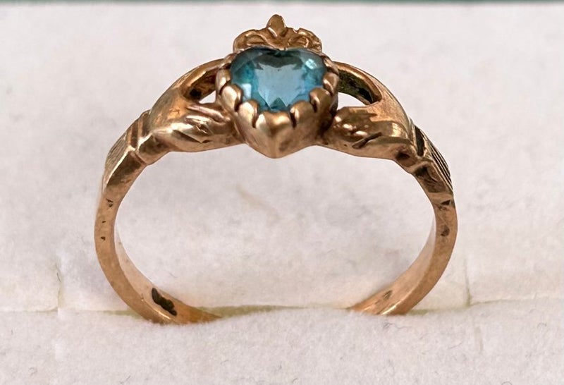 9ct gold with topaz stone claddagh ring . Carousel 2