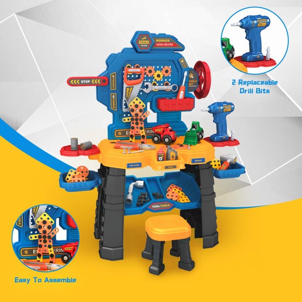 Kids Workbench Tool Bench Construction Toy Set 78pcs Carousel 1