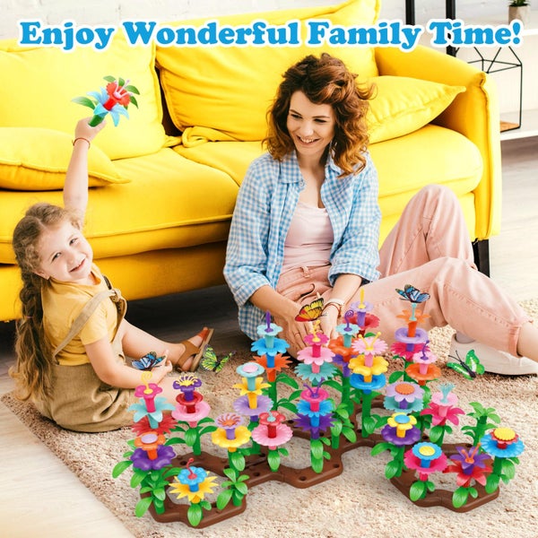Flower Garden Building Toy Set 104pcs Learning Builder Art Craft DIY Bouquet Carousel 2