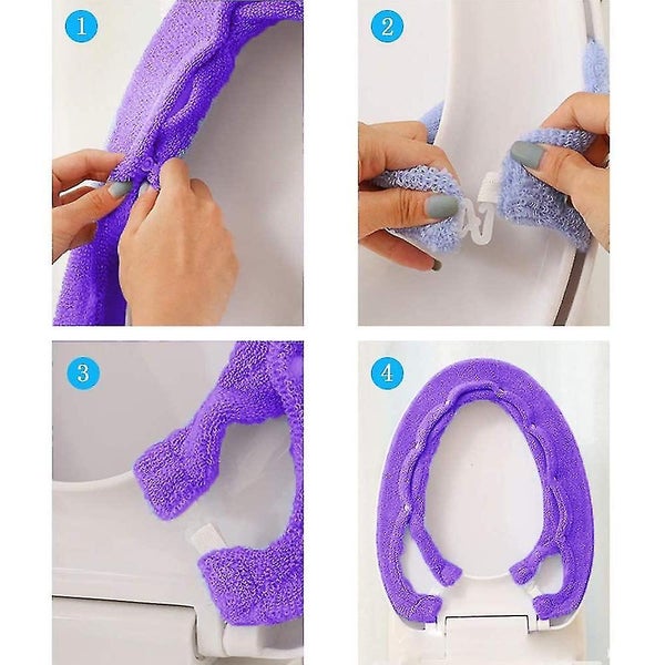 Toilet Seat Cover, With Snaps Fixed Stretchable Washable Fiber Cloth Carousel 5