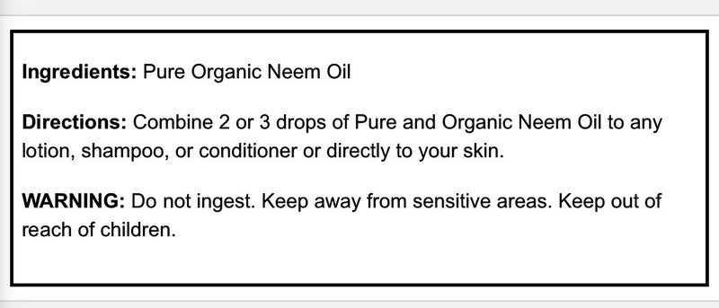 NEEM OIL 30 ML- ORGANIC - PURE - COLD PRESSED Carousel 2