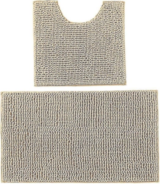 Non-slip Bath Mat Set, 2 Piece Bath Mat 50x80cm, Microfiber Chenille Toilet Mat Carousel 5