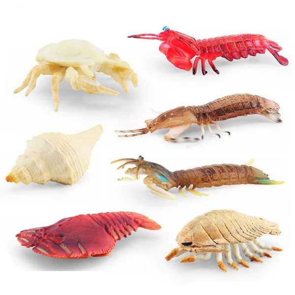 7pcs/set Mini Shrimp Crab Ocean Animals Model Toys - Unique Design, Simulation S Carousel 1