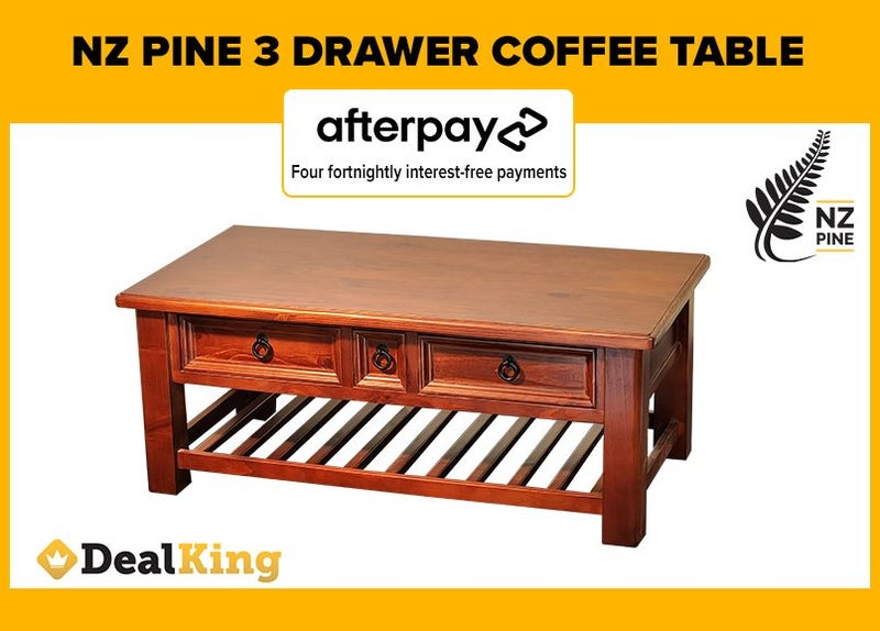 • NZ PINE 3 DRAWER COFFEE TABLE $449 • Carousel 1