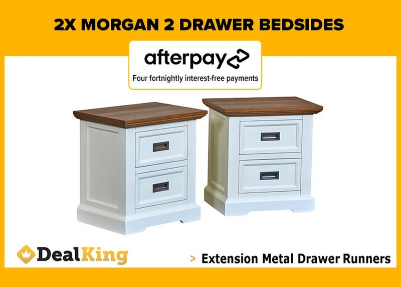 • 2X MORGAN 2 DRAWER BEDSIDES $499 • Carousel 1