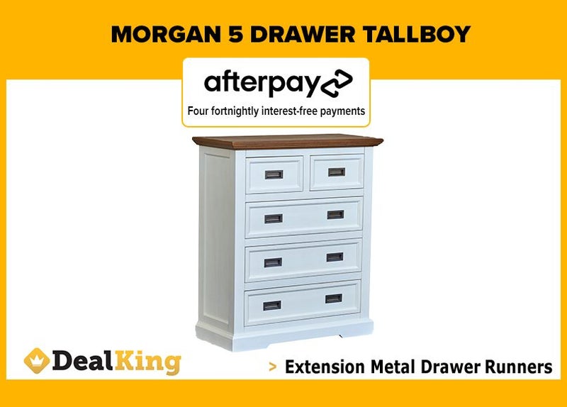 • MORGAN 5 DRAWER TALLBOY $729 • Carousel 1