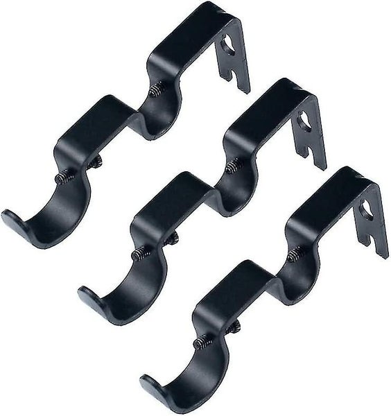 Heavy Duty Double Curtain Rod Bracket - 1 & 5/8 Rod, Set of 6 Non-Adjustable Bra Carousel 1