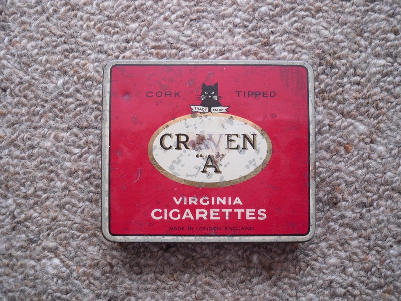 Cigarette Tin. Craven 'A' Virgina Cigarettes cork tipped. Carousel 1