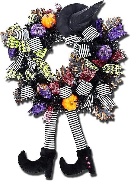 Vintage Halloween Wreath - Witch's Paw, Pumpkin, Maple Leaf Carousel 1