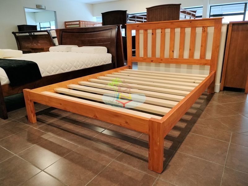 Classic# NZ Pine Simplicity Bed Frame | Double | Pine color | LS Carousel 1