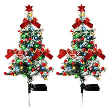 2PCS Solar Christmas Tree Outdoor Yard Xmas Decoration Carousel 1