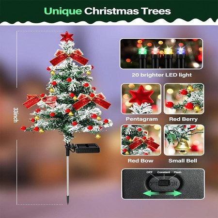 2PCS Solar Christmas Tree Outdoor Yard Xmas Decoration Carousel 4