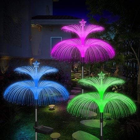 3PCS Solar Garden Lights Outdoor Flower Jellyfish Yard Lights Carousel 1