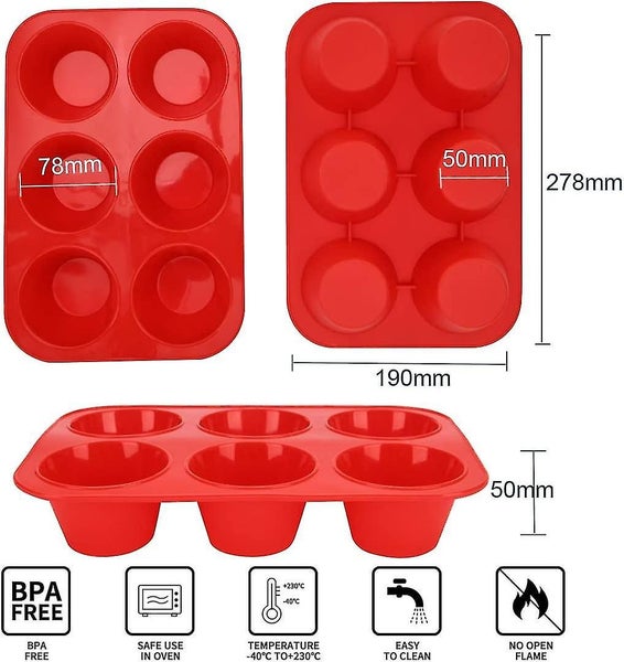 Set Of 2 Large Muffin Pan 6 Molds Silicone Muffin Pan Non-stick Baking Pan For M Carousel 2