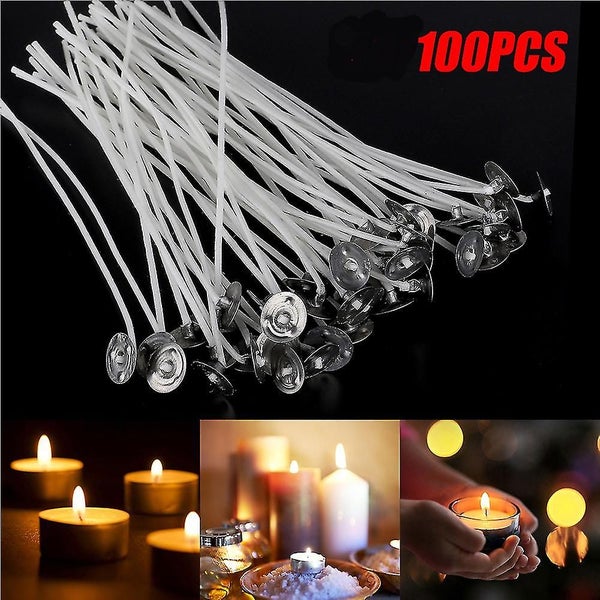 100pcs 6in Natural Cotton Candle Wicks, Lead-free, Non-toxic Pre-waxed Low Smoke Carousel 1