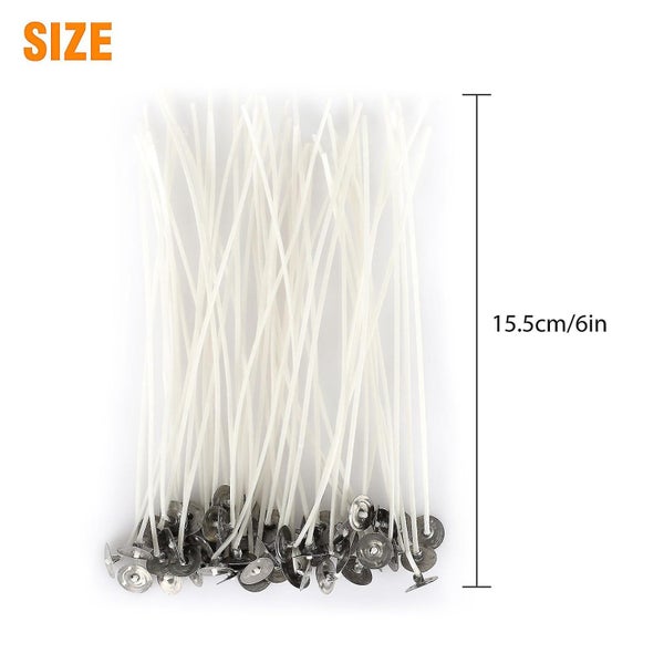 100pcs 6in Natural Cotton Candle Wicks, Lead-free, Non-toxic Pre-waxed Low Smoke Carousel 2
