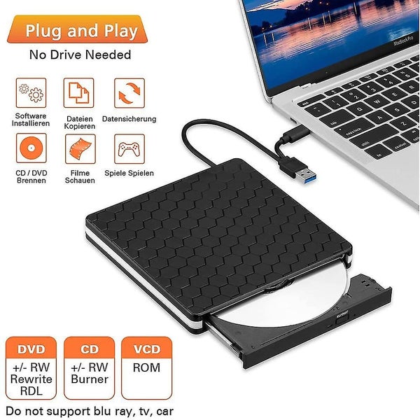 External Dvd Drive,usb 3.0 Type-c Cd Dvd +/-rw Optical Drive Usb C Burner Portab Carousel 3